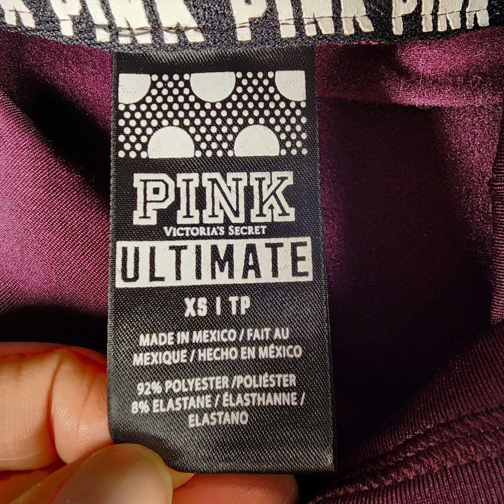 PINK Victoria's Secret Pullover Womens XS Burgundy Pink Colorblock Polyester - Picture 3 of 11